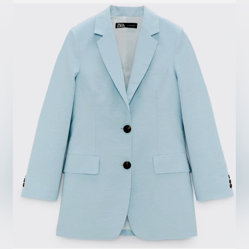 Zara Women's Light Blue Blazer Coat